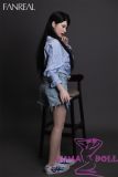FANREAL 155cm/5ft1 F-Cup Kimmy ROS Head Full Size Lifelike Silicone Sex Doll with Real Skin Texture in Blue Shrit