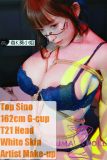 Top Sino Love Doll 162cm G-Cup T21 Head in blue lingerie sitting on karaoke chair