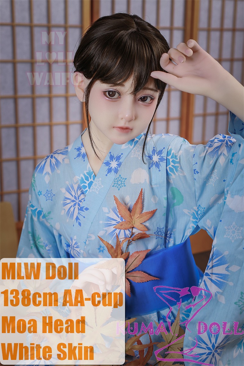 MLW doll Loli Sex Doll 138cm/4ft5 AA-cup Moa Silicone Head in Blue Kimono