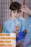MLW 138cm Loli Sex Doll with AA-cup Moa head wearing a blue kimono