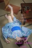 Full body shot of MLW 138cm Loli Sex Doll dressed in blue kimono