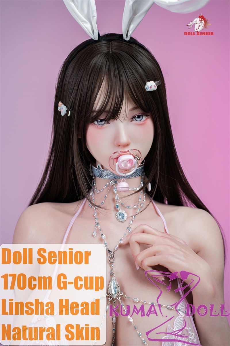 Doll Senior Linsha Head 170cm G-cup Full Silicone Sex Doll with Body Make-up in Pink Bunny Outfit
