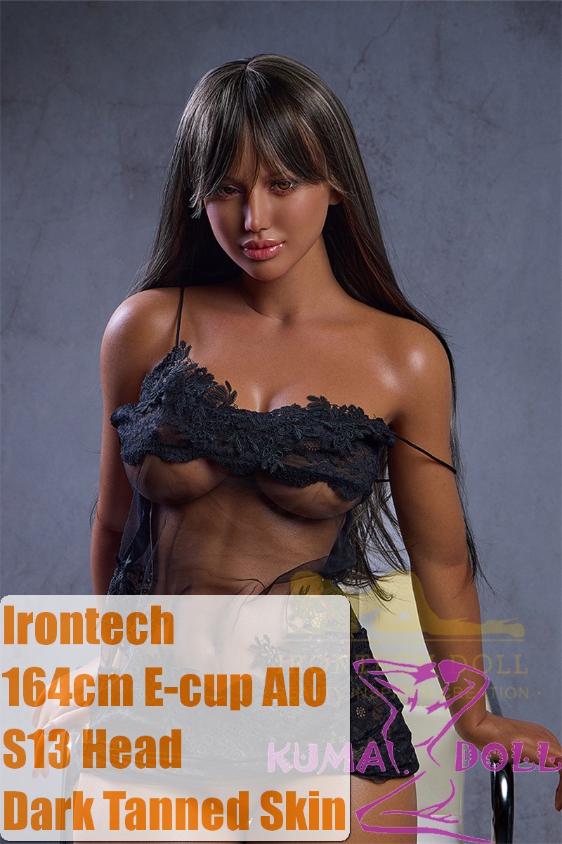 Irontech Doll Full Silicone Seamless Love Doll 164cm E-cup S13 Head with Dark Tanned skin
