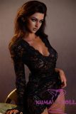 Real Lady Full Silicone Sex Doll 150cm E-cup Dark Tanned Skin R8 Head in Sexy Black Lace Dress