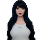 Real Lady Full Silicone Sex Doll 150cm E-cup Dark Tanned Skin R8 Head in Sexy Black Lace Dress