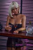 Black lace silicone doll drinking at bar