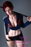 D-cup sporty silicone doll with headphones