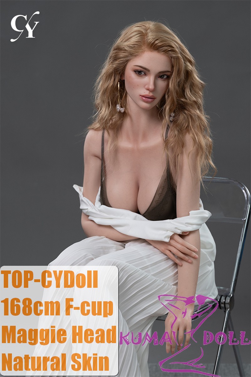 TOP-CYDOLL 168cm F-Cup Maggie Head Full Silicone Doll with Blonde Curly Hair