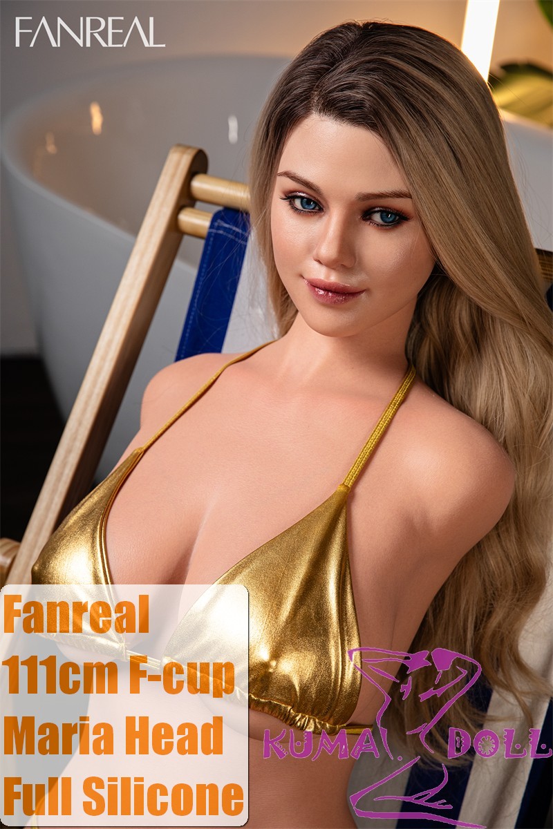 FANREAL 111cm F-cup Full Size Lifelike Silicone Sex Torso with Maria Head in Golden Bikini