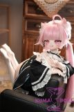 Pink hair maid doll sitting pose