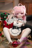 Anime doll closeup with pink ears