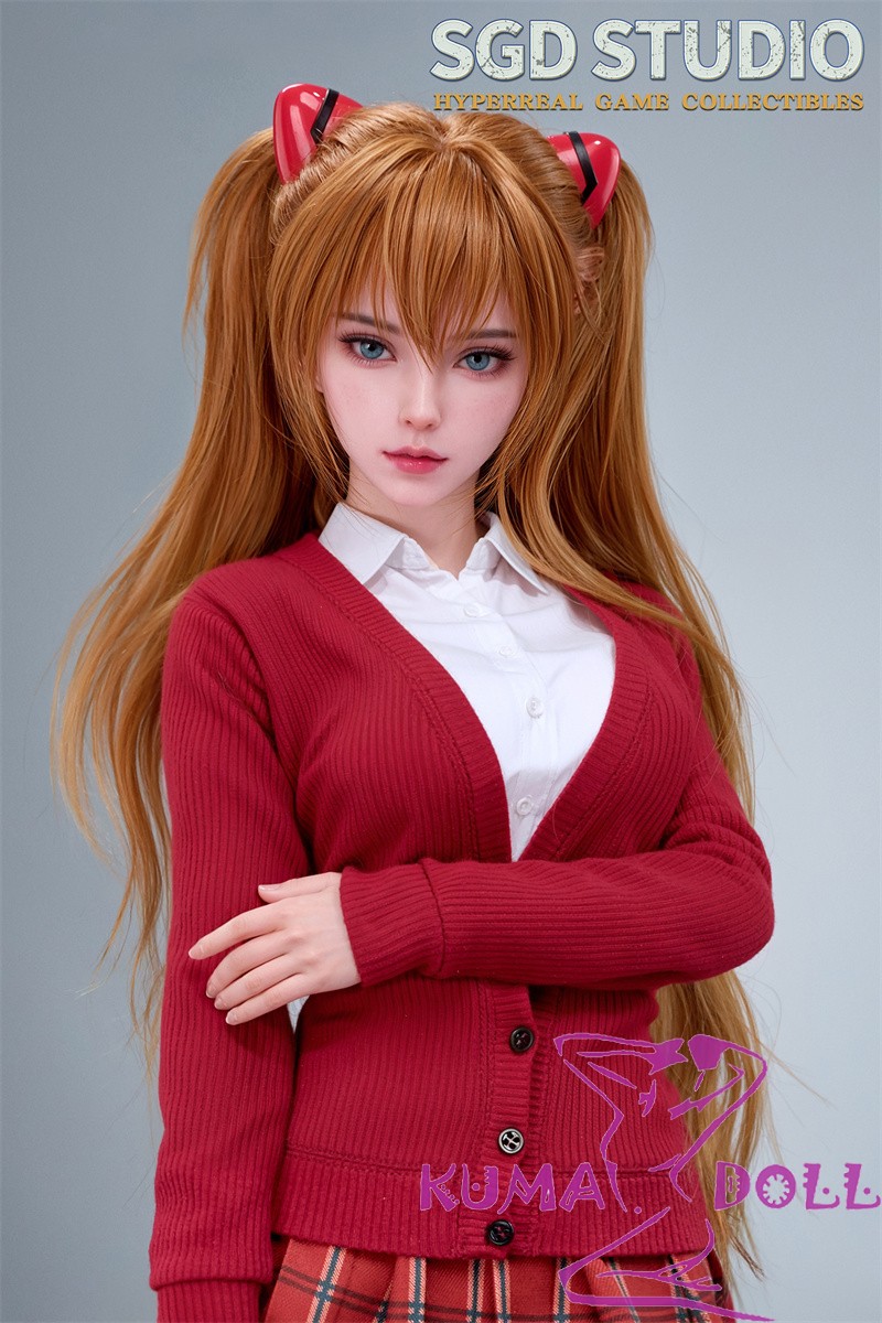 SGD Studio SGG005 Head Asuka Cosplay Doll 62cm Full Silicone Anime Sex doll in Red School Uniform