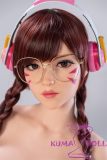 Game Lady Full silicone 166cm/5ft5 E-cup No.23 head D.Va From Overwatch with realistic makeup, eyebrows and eyelashes implanted