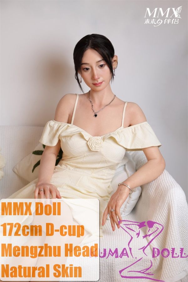 MMXDOLL 172cm D-cup Mengzhu Head Full Silicone Sex Doll in Beige Dress
