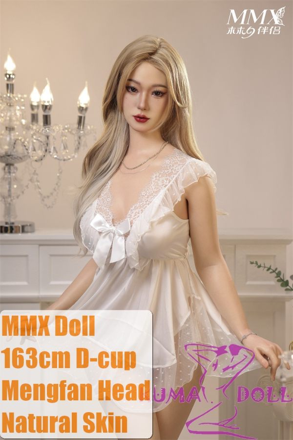 MMXDOLL 163cm D-cup Mengfan Head Full Silicone Sex Doll in Elegant Silver Nightdress