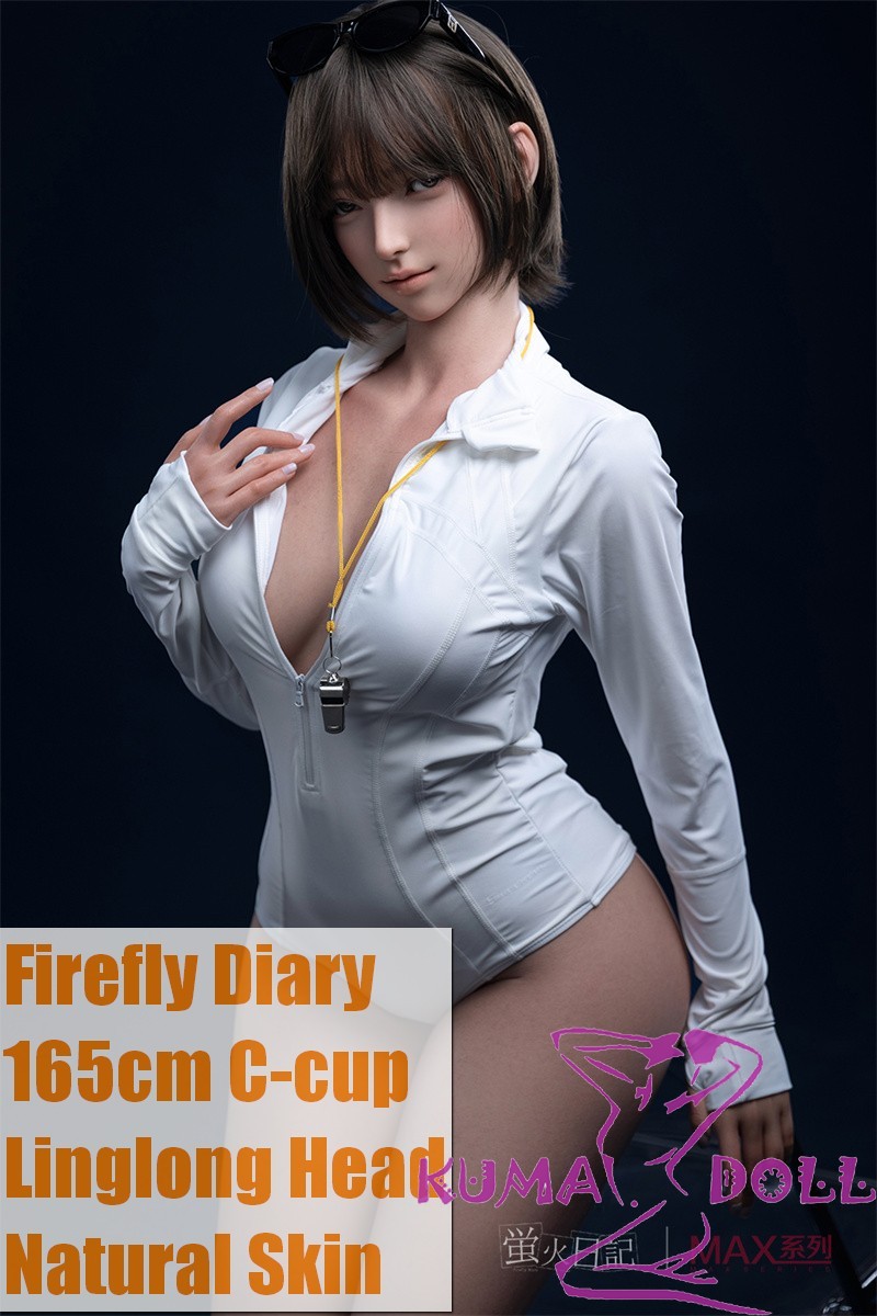Firefly Diary 165cm C-cup Linglong Head Full Silicone Sex Doll With Body Make-up in Tight White Swimsuit