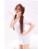 Real Girl 135cm A63 Head AA-cup Full Silicone Brown Skin Petite Girl Sex Doll in White Dress