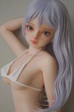 Real Girl 135cm A63 Head AA-cup Full Silicone Brown Skin Petite Girl Sex Doll in White Dress