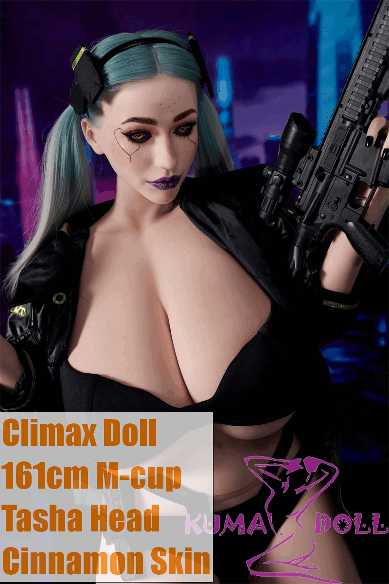 Climax Doll CLM 161cm M-Cup Tasha Head Full Silicone Sex Doll – Killer Style Doll in Black Outfit