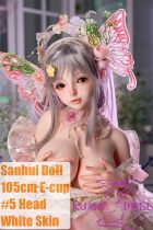 Sanhui Doll 【Adjustable Eyes】105cm E-cup #5 AIO Seamless Neck Silicone Sex Doll in Pink Dress