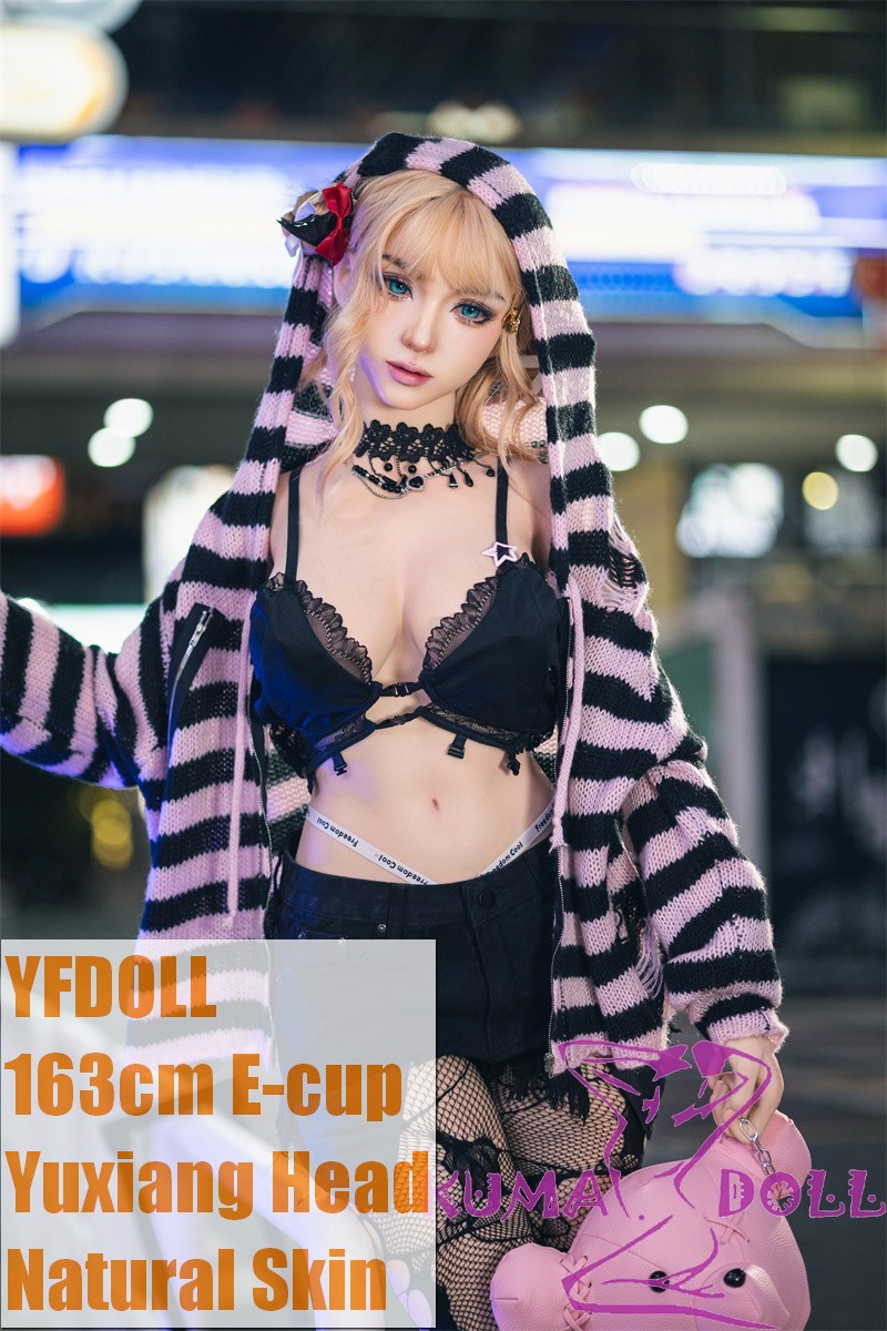 YFDOLL 163cm E-cup Yuxiang Head Full Silicion Sex Doll Black Strappy Outfit