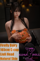 Firefly Diary 165cm C-cup Liuli Head Full Silicone Sex Doll With Body Make-up Halloween Pumpkin Lingerie