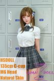 HSDoll 135cm C-cup M6 Head Full Silicone Anime Sex doll Blue Plaid JK Outfit