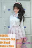 HSDoll 135cm C-cup M4 Head Full Silicone Anime Sex doll Pink Plaid JK Outfit