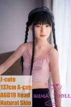 J-cute doll 137cm A-cup AGD19 head sex doll full silicone material in Pink Vest