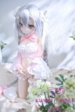 Silver hair anime doll sitting view