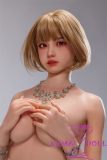 GRACE OF FANREAL Full Silicone Sex Doll 156cm D-cup Sana Head Actress Makeup in Blue Short Evening Dress