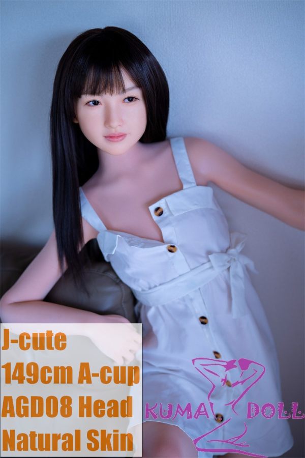 J-cute Doll Full Silicone Love Doll 149cm/4ft9 A-cup with Silicone Head AGD08 in White Dress