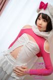 J-cute Doll Full Silicone Love Doll 149cm/4ft9 A-cup with Silicone Head AGD01 in Pink Off-shoulder Outfit