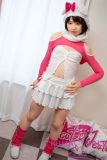 J-cute Doll Full Silicone Love Doll 149cm/4ft9 A-cup with Silicone Head AGD01 in Pink Off-shoulder Outfit