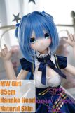 MW Girl Anime Sex Doll 85cm Nanako Head Blue Hair Front View
