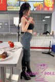 MMXDOLL 150cm E-cup Mengxing Head Full Silicone Sex Doll in Denim Jeans & Red Print Top