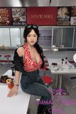 MMXDOLL 150cm E-cup Mengxing Head Full Silicone Sex Doll in Denim Jeans & Red Print Top