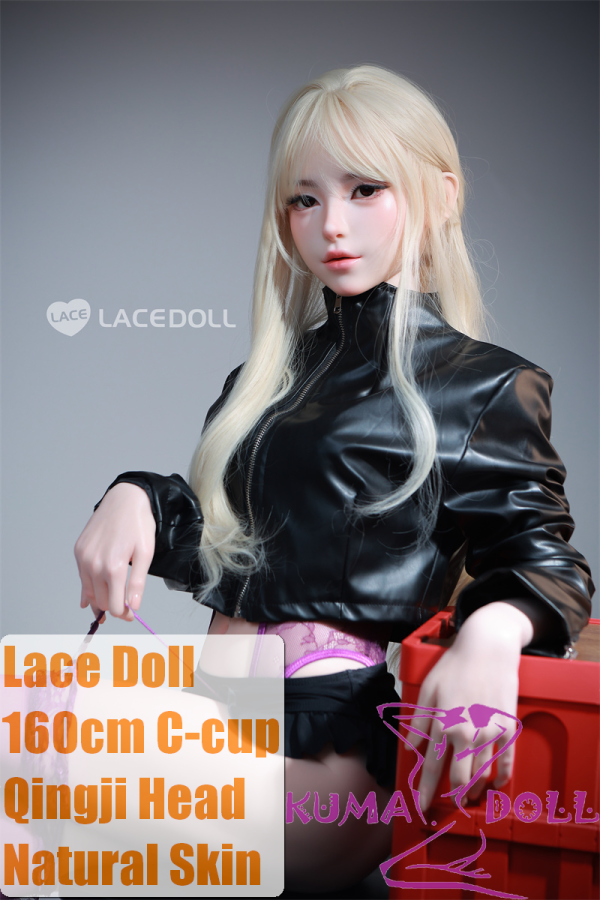 LACE DOLL 160cm C-cup Qingji Head Sex Doll Full Silicone Doll in Purple Lace Lingerie