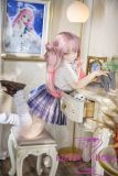 MW Girl Anime Sex Doll 115cm Mianmian S33 PVC Head – Pink Hair, Purple JK Uniform