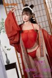 Standing pose red corset home