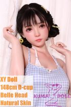 XYDOLL Sex Doll 148cm/4ft9 D-cup Silicone Belle Head Body Selectable in Blue Plaid Dress