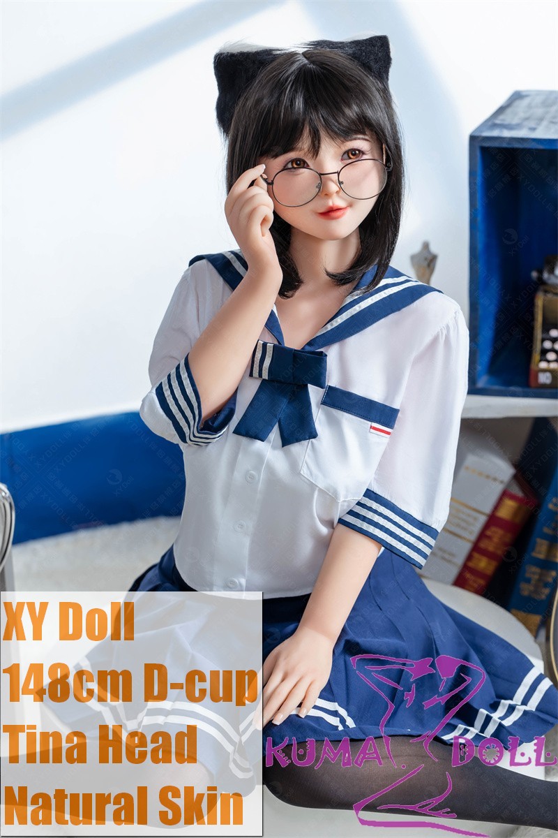 XYDOLL Sex Doll 148cm/4ft9 D-cup Silicone Tina Head Body Selectable in Blue Japanese School Uniform