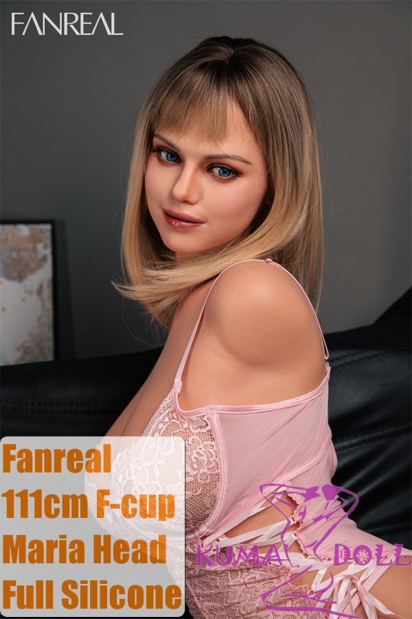 FANREAL 111cm F-cup Full Size Lifelike Silicone Sex Torso with Maria Head Real Skin Texture in Pink Lace Bodysuit