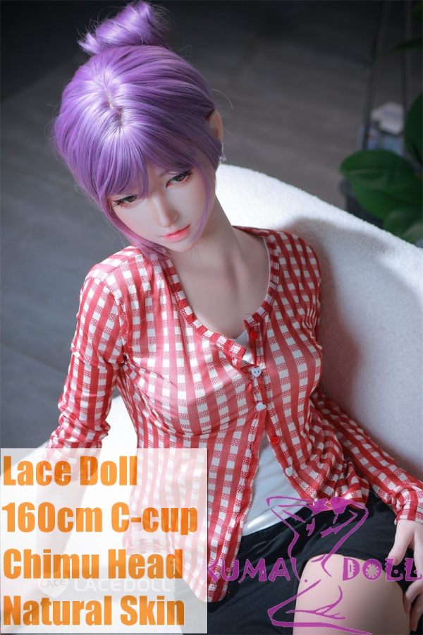 LACE DOLL 160cm C-cup Chimu Head Sex Doll Full Silicone Doll  in Red Plaid Shirt