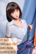 XYDOLL Sex Doll 148cm/4ft9 D-cup Silicone Zoey Head Body Selectable in Overalls outfit