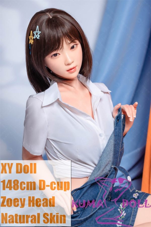 XYDOLL Sex Doll 148cm/4ft9 D-cup Silicone Zoey Head Body Selectable in Overalls outfit