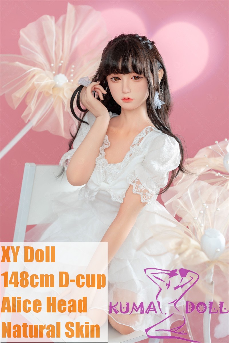 XYDOLL Sex Doll 148cm/4ft9 D-cup Silicone Alice Head Body Selectable in White Sheer Dress