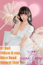 XYDOLL Sex Doll 148cm/4ft9 D-cup Silicone Alice Head Body Selectable in White Sheer Dress