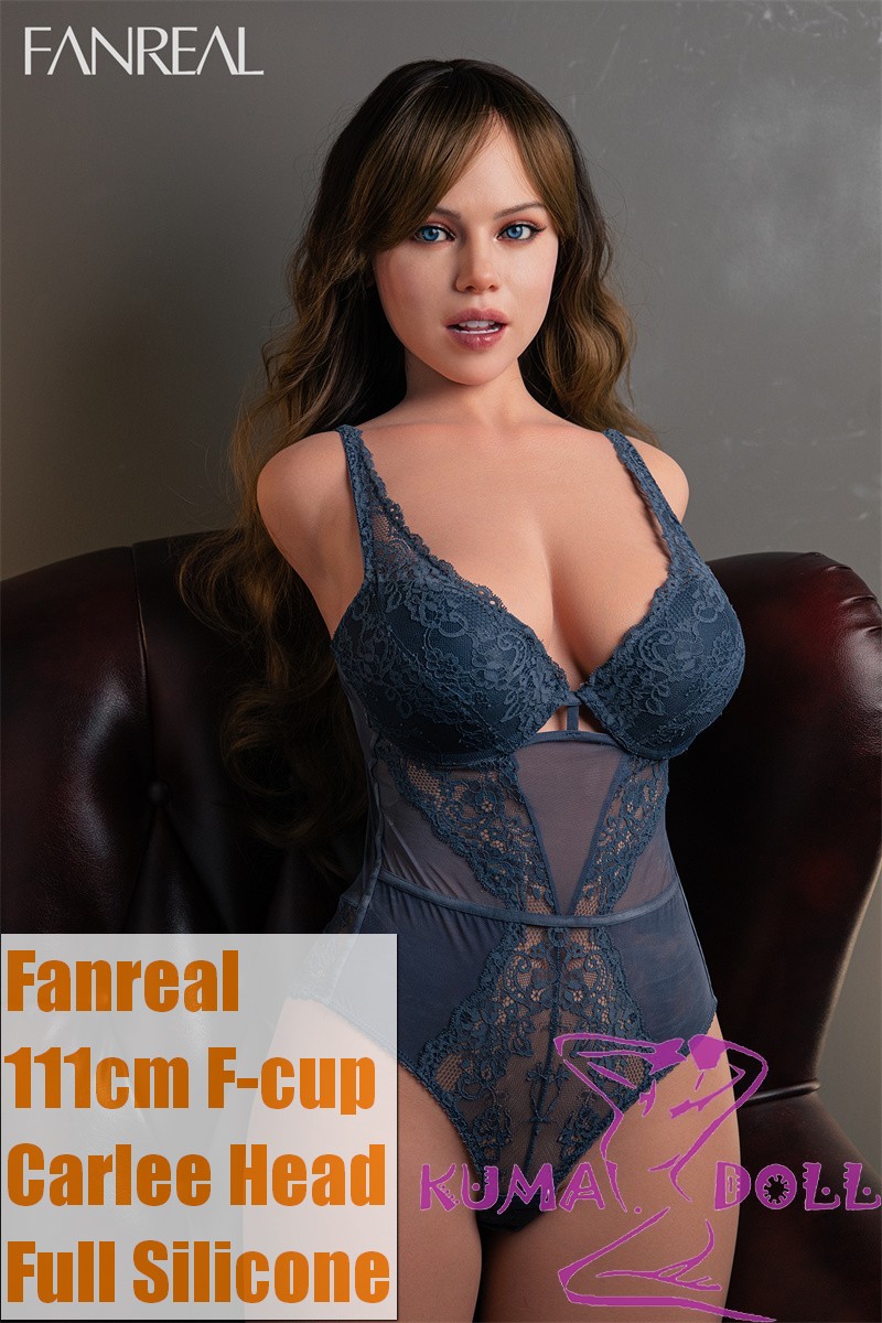 FANREAL 111cm F-cup Full Size Lifelike Silicone Sex Torso with Carlee Head Real Skin Texture in Blue Lace Outfit