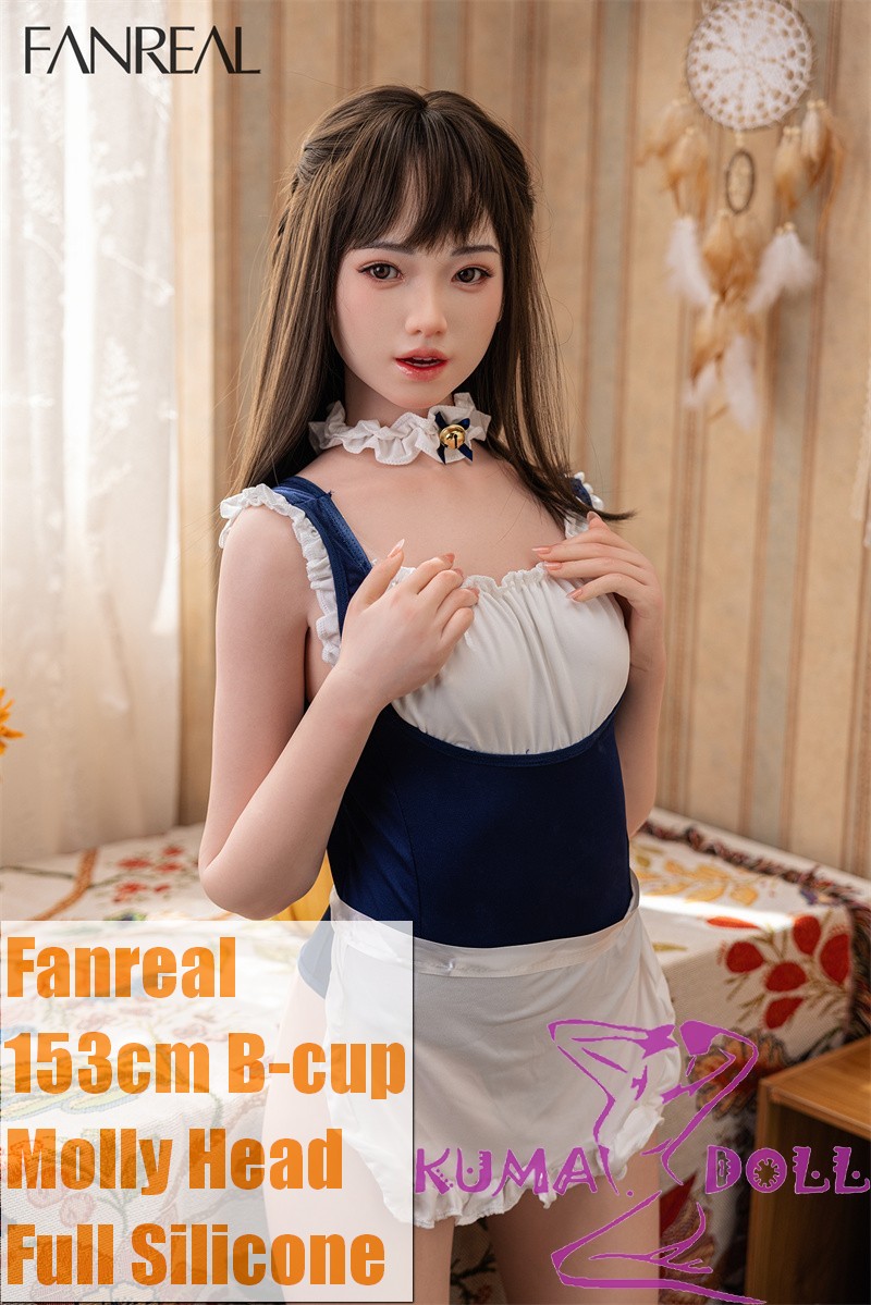 FANREAL 153cm/5ft B-Cup Molly Head Full Size Lifelike Silicone Sex Doll in Maid Outfit